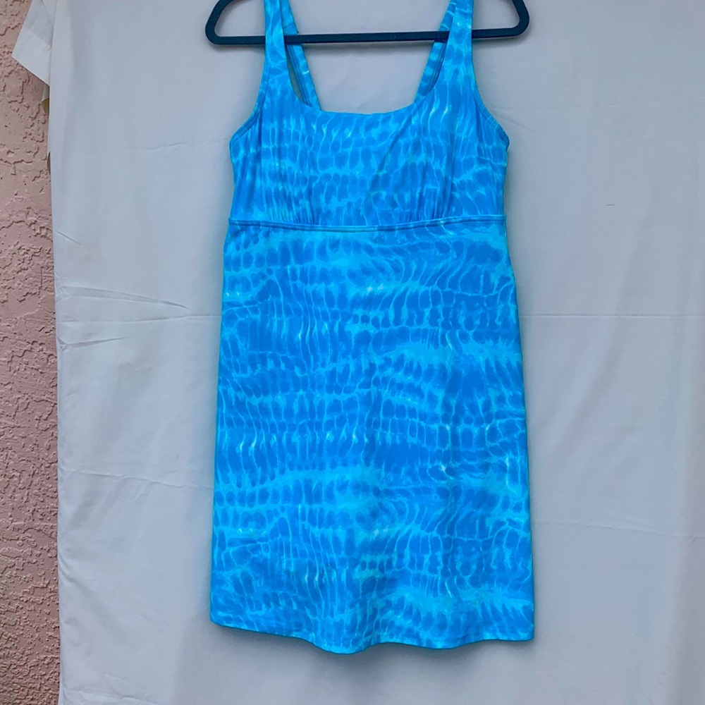 Lands end tunic-length dress bathing suit sky blue size 14D